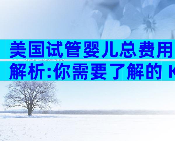 美国试管婴儿总费用解析:你需要了解的 Kosten 详情
